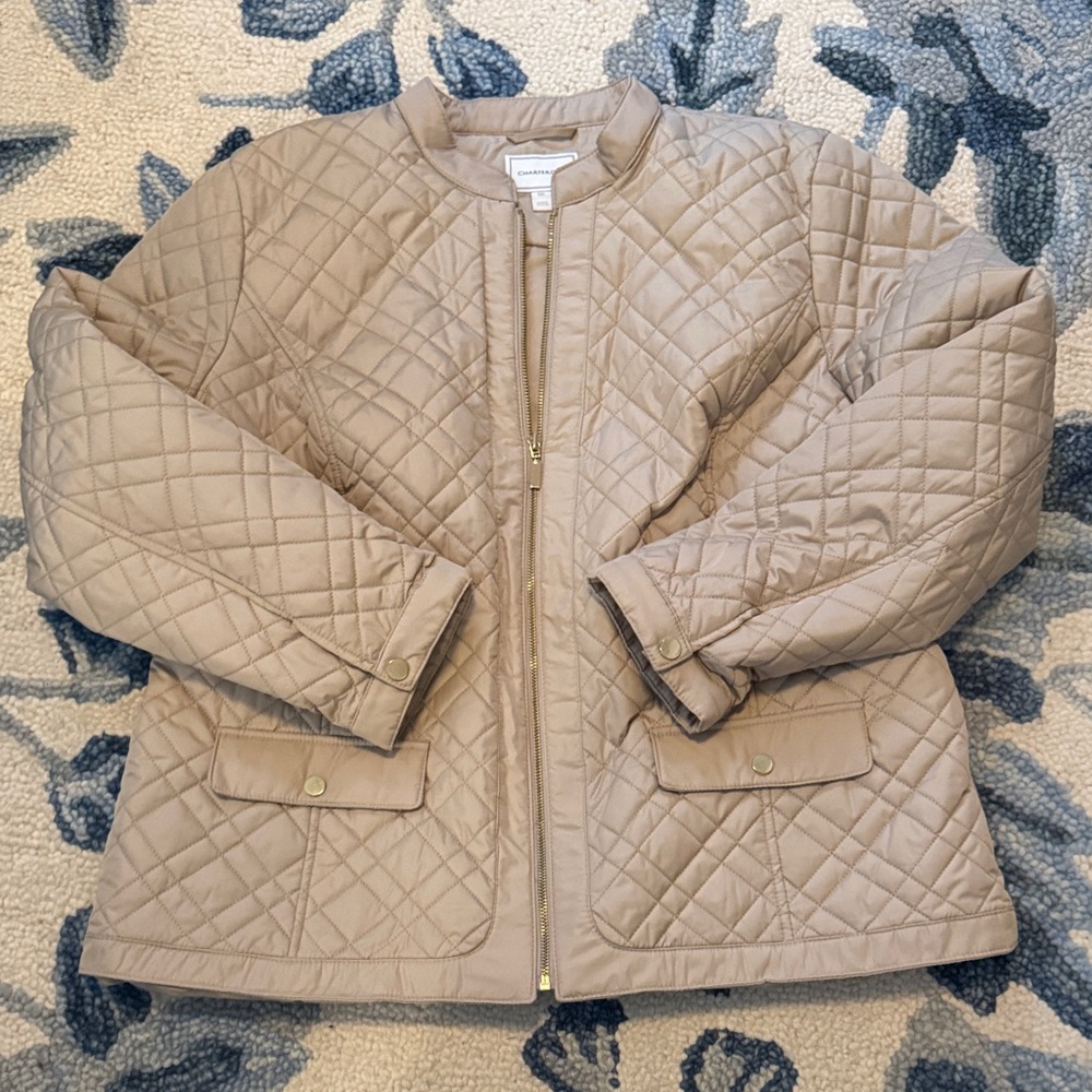 Charter Club Tan Quilted Puffer Jacket